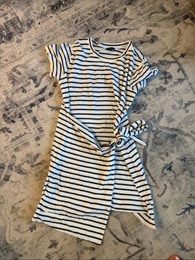 Rails White and Black Striped Tie-Waist Dress